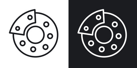 Disk brake icon in black and white outlined stroke