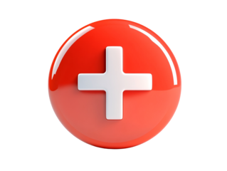 a red circle with a white cross on it