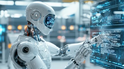 Fototapeta premium Futuristic Robotic Assistant in Action