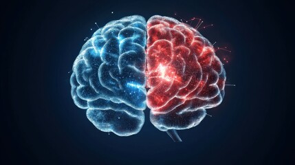 Fototapeta premium Explore the intricate connection between the left and right brain hemispheres in cognitive functionality