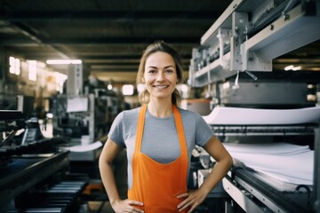 Fototapeta premium Portrait of a female owner of large printing factory