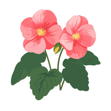 pink flowers green leaves white background clip art preview