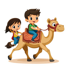 Fototapeta premium Children Riding Camel