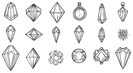 A black and white vector icon set showcasing ethical jewelry themes with minimalist line designs, emphasizing sustainable materials and fair trade practices.