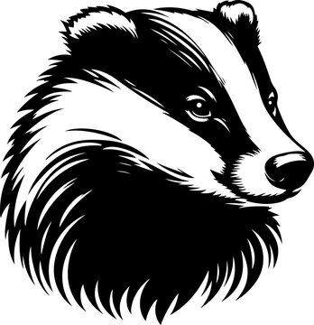 badger head silhouette  vector