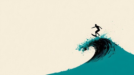 Fototapeta premium A Surfer Masterfully Riding a Turbulent Wave, Capturing the Essence of Adventure and Thrill. Stock Market Fail Concept