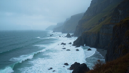 Sea Cliffs in Mist.