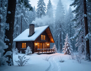 Cozy Cabin in Winter.