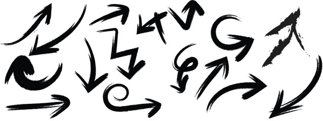 Grunge arrow vector set. Grunge arrow brush drawn. vector eps10