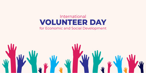 Vector illustration of International Volunteer Day social media template