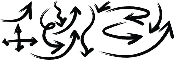 Grunge arrow vector set. Grunge arrow brush drawn. vector eps10