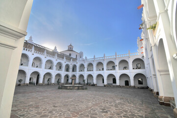 Fototapeta premium The Convent of San Felipe de Neri with a view of the old town of Sucre, Bolivia,