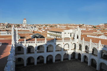 The Convent of San Felipe de Neri with a view of the old town of Sucre, Bolivia,