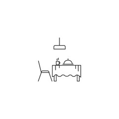 Creative dining room icon vector line art illustration.