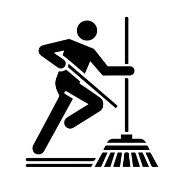 recommend clip art: Floor mop icon silhouette vector. Householding cleaning tool. Mop the floor icon silhouette illustration