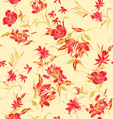 botanical floral vector seamless pattern with roses herbs and leaves big set background with flowers