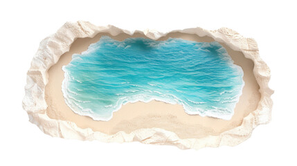 Aerial view of a tranquil beach with clear blue waters.