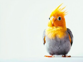 Obraz premium A small bird with a yellow mohawk sitting on a table