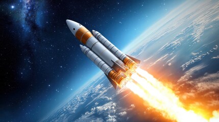 Futuristic Rocket Launching into Space