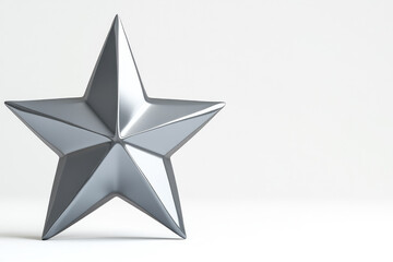 Fototapeta premium Silver Star Animation, rotating glossy gray metallic star, dynamic 3D game element, playful and engaging design for interactive experiences