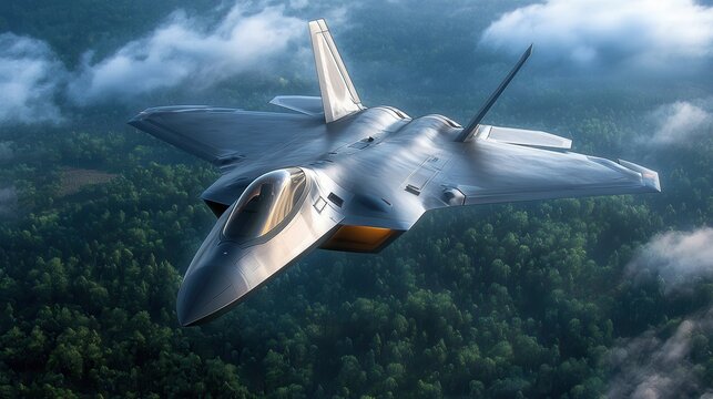 Stealth Fighter Jet Flying at Night