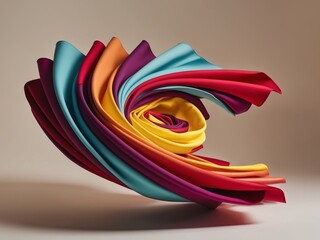 A colorful swirl of fabric with a yellow center.