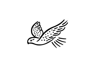 Fototapeta premium Hand drawn modern illustration of an eagle in the sky. Suitable for logo design, t-shirt design, web design, print, interior, books and many other purposes.