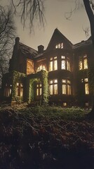 house, night, halloween, moon, illustration, home, sky, vector, architecture, castle, church, cartoon, dark, tree, town, city, building, silhouette, haunted, old, spooky, holiday, landscape, village, 