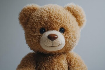 Obraz premium a cute brown teddy bear sits adorably against a pure white background its soft fur and friendly expression inviting warmth and nostalgia embodying childhood comfort and joy