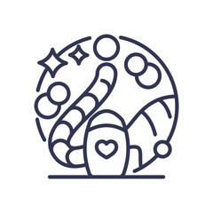 Illustration of a detergent bottle, bubbles, and sparkles symbolizing cleanliness and flexibility.