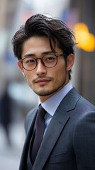 Fototapeta premium japanese 30 year old business man., generative ai