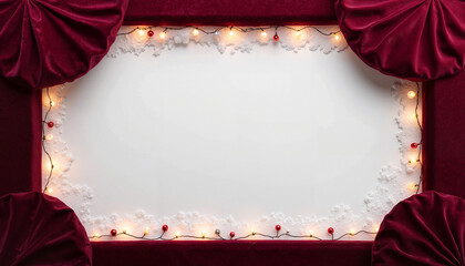 Christmas stage with lights and red curtains