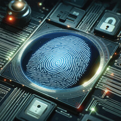 fingerprint scanner for secure access with glowing verification graphics
