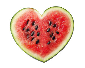 Heart-shaped watermelon slice isolated on a transparent background