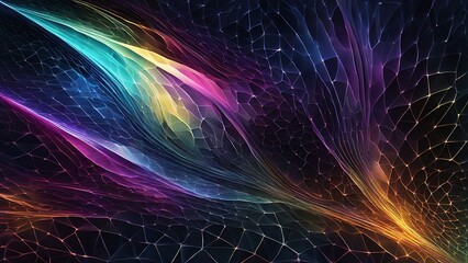Abstract Dark Background with Intertwined Lines and Polygons