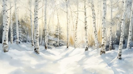 Serene Winter Forest with Snowy Trees and Soft Light