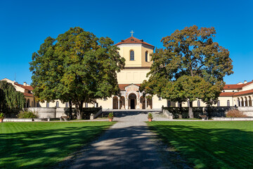 Autumn view of the Northern Cemetery, one of the largest cemeteries in Munich, Germany