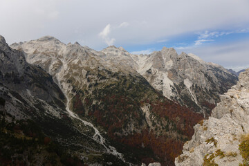 Fall Mountain Landscape with white rocks