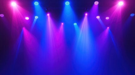 Intense Blue and Purple Lights - Stage flooded with intense hues of blue and purple, setting a powerful concert mood.