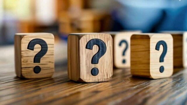 question mark sign on wooden cube  - Powered by Adobe