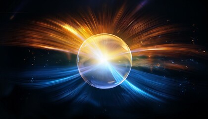Obraz premium Colorful waves radiating from a glowing sphere Innovative ideas