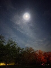 Obraz premium Summer night sky with stars and moon glowing in Oklahoma, USA.