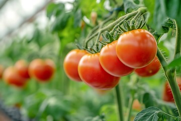 Red Tomatoes on a Green Vine Photo