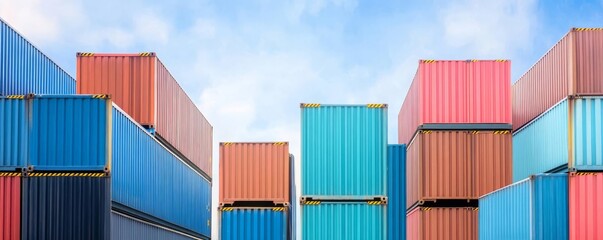 Freight containers on dock, ready for truck loading, seamless logistics