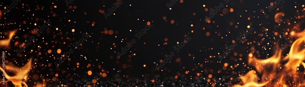 Poster a mesmerizing pattern of fiery sparks and glowing embers against a dark backdrop, creating a dynamic