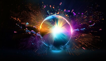Obraz premium Colorful waves radiating from a glowing sphere Innovative ideas