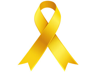 a yellow ribbon with a white background