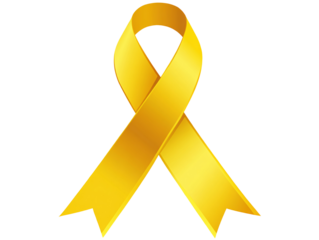 a yellow ribbon with a white background
