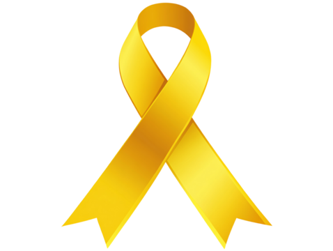 a yellow ribbon with a white background