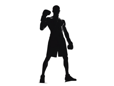 a silhouette of a man wearing boxing gloves - Powered by Adobe